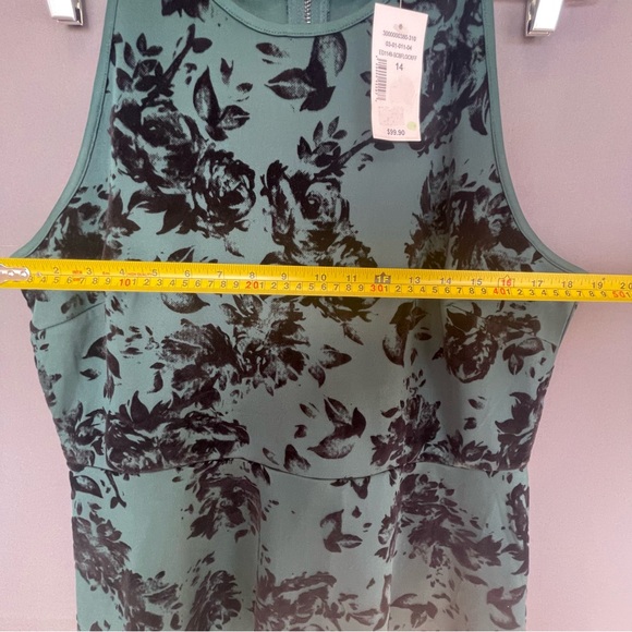 RICKIS size 14 green and black velvety floral midi dress - Picture 11 of 12